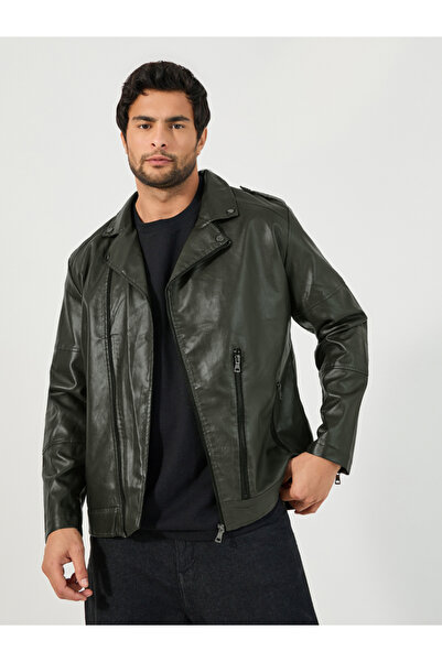 Styli سترة راكبي الدراجات النارية من الجلد الصناعي مع تفاصيل سحاب