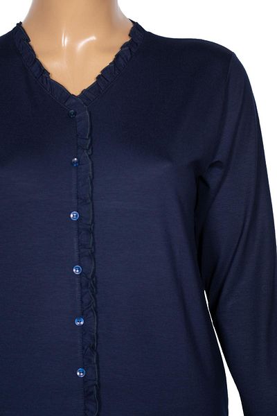 Pıtırcık Cimariva Navy Blue V-Neck Plus Size Ruffle Blouse