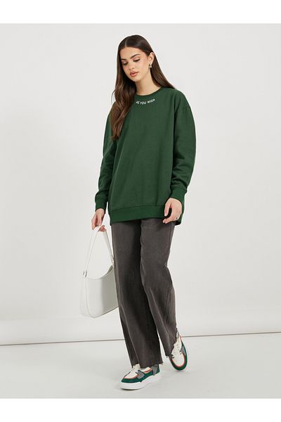 Styli Regular Fit Longline Slogan Sweatshirt