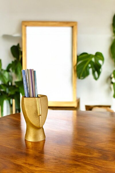 Evene Kalemlik Masa Kalemliği Organizer Kalemlik Altın Renk Model 23