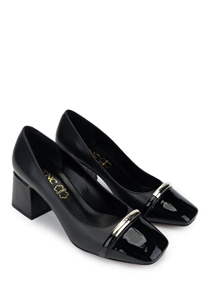 Tamer Tanca Kadın Hakiki Deri Siyah Topuklu Ayakkabı