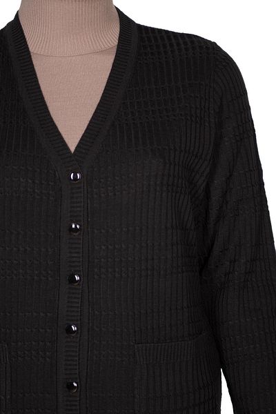 Hermevsim Hesna Women's Nilay Mother Pocket Buttoned Black Knitwear Cardigan Jacket