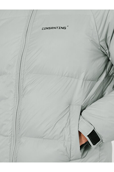 Styli Quilted Puffer Jacket with Minimal Print Detail