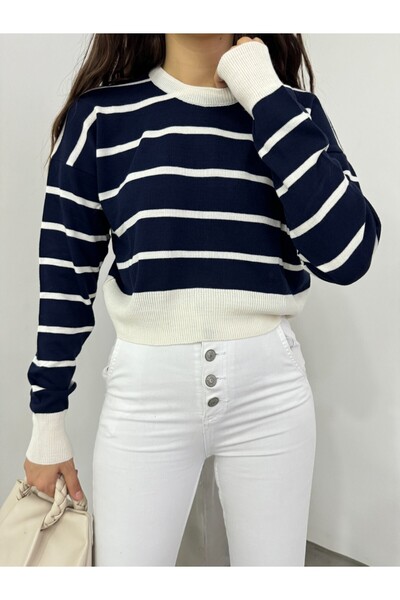 Modamorfo Tenký proužkovaný pletený svetr