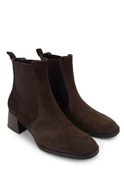 Tamer Tanca Women's Genuine Leather Brown Suede Heeled Boots