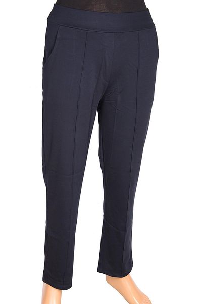 Barem Women's Grass Stitched Steel Interlock Navy Blue Trousers