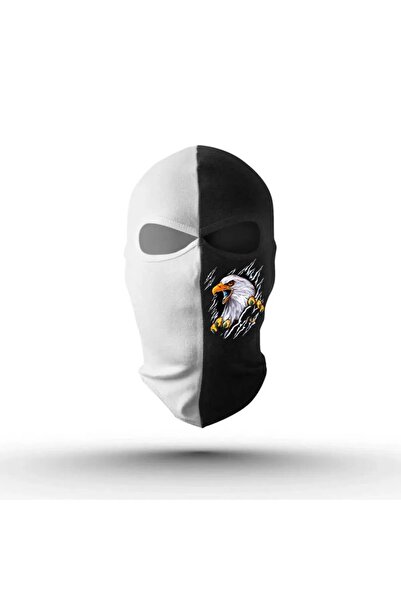 rebercity Siyah Beyaz Kartal Baskılı Taraftar Maskesi - SBBTM1001.358 - Siyah...