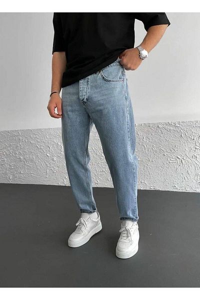 oraystore Blue Boyfriend Style Snow Wash Pants