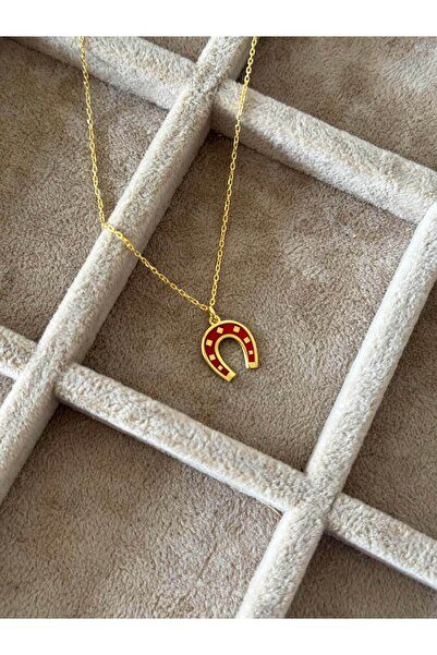 Reacraft 925 Gümüş | Kırmızı Mineli At Nalı Kolye