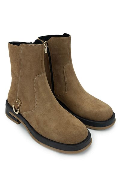 Tamer Tanca Women's Genuine Leather Tobacco Suede Casual Boots