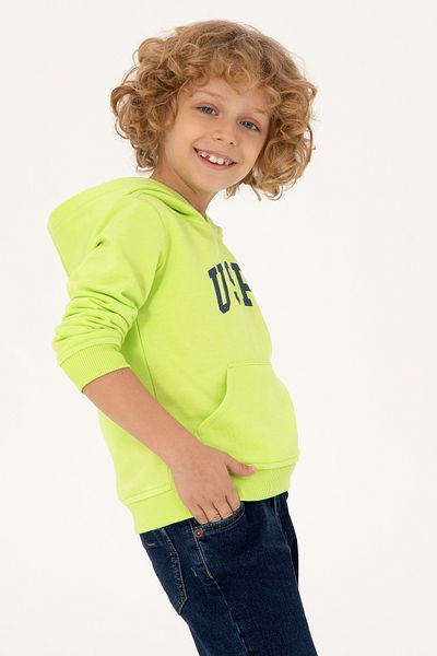 U.S. Polo Assn. Boy's Apple Green Hooded Sweatshirt 50293614 -Vr020