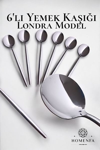 HOMENFA Set of 6 Luxury London Model Tablespoon (Stainless Steel)