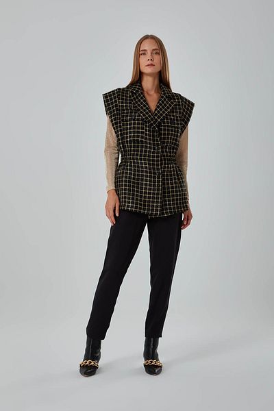 Mizalle Patterned Beige Tweed Vest