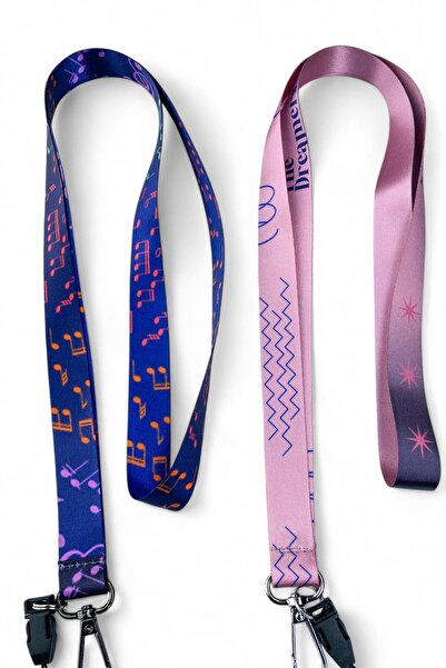 Ulutaş Kurdele 2'li Paket Müzik Nota Desenli Boyun Telefon Askılığı Yaka İpi0...