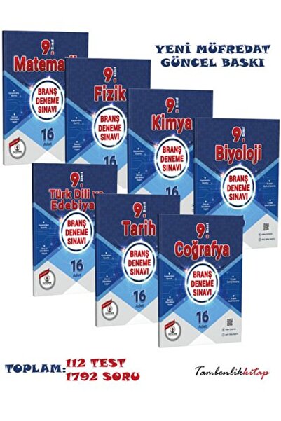 ÖZDEBİR YAYINEVİ 9.Sınıf Güncel Baskı Tüm Dersler Branş Deneme Seti 112 Test 1792 Soru