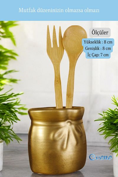 Evene Decorative Upright Spoon Holder - Gold Tumbled, Counter Top and Cylinder Spoon Holder, Color Model 8