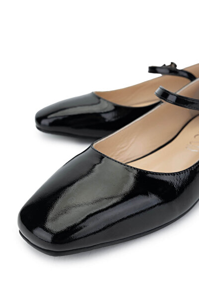 Tamer Tanca Women's Genuine Leather Black Patent Leather Ballet Shoes