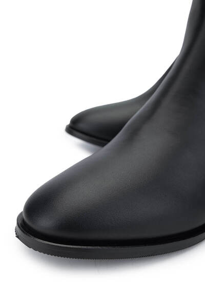 Tamer Tanca Kadın Hakiki Deri Siyah Deri Topuklu Bot