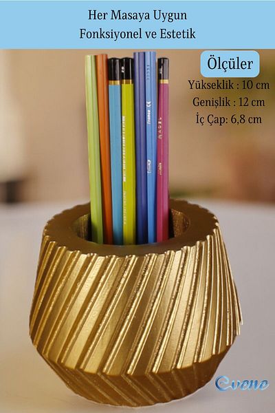 Evene Gold Colored Pen Holder and Desk Organizer - Model 21