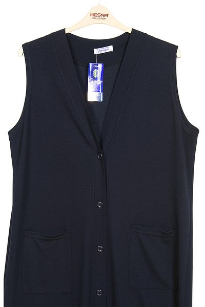 Hermevsim Hesna Women - Buğra Size Navy Blue Long Vest