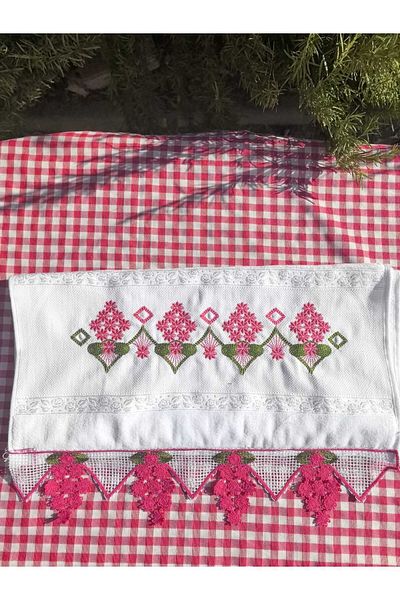 Peacock Πετσέτα χεριών Kuzen από 100% μαλλί Puy - Τούγκρα και κέντημα |   Δεν πρέπει να αναπτρέψεις και να μην μεταφέρεις |   Δώρο