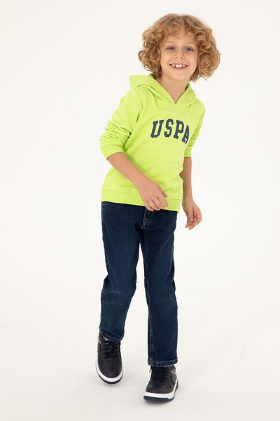 U.S. Polo Assn. Boy's Apple Green Hooded Sweatshirt 50293614 -Vr020