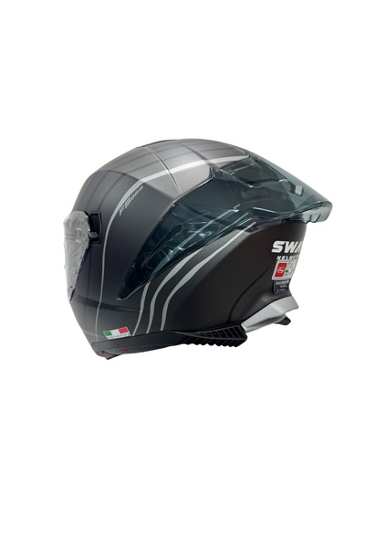 Sway 865 Space Siyah Beyaz Tam Kapalı Güneş Gözlüklü Kask