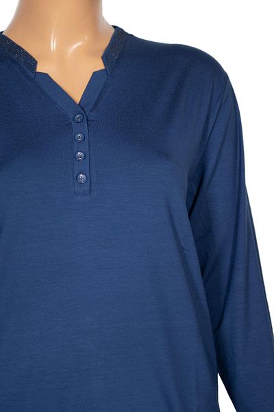 Pıtırcık Γυναικεία μπλούζα Cimariva Neval Plus Size με λαιμόκοψη V Stone Indigo