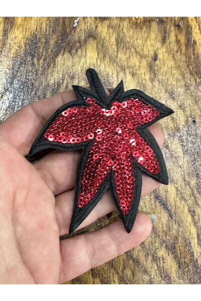 Gönülden Tasarım Ütü İle Yapışan Pul Payetli Yaprak Arma Dikiş Aplike 9x8 Cm ...