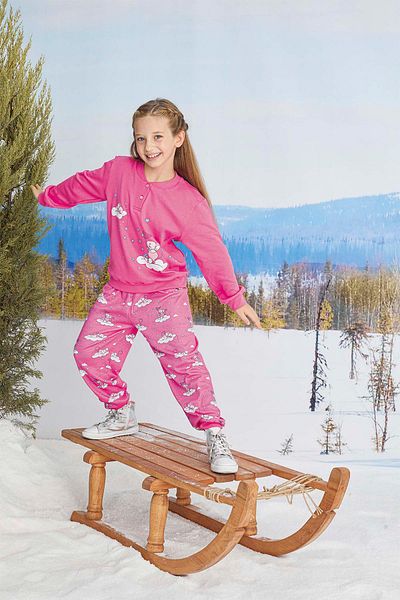 Aydoğan Girl's 100% Cotton Interlock Pink Pajamas Set A8-1 -1710 - Aydogan ®