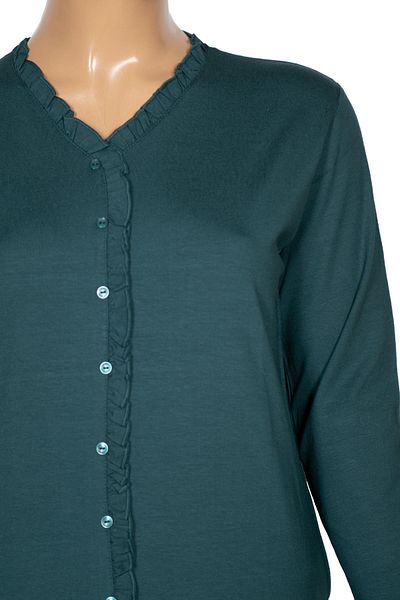 Pıtırcık Cimariva Plus Size Ruffle Emerald Μπλούζα - V λαιμόκοψη