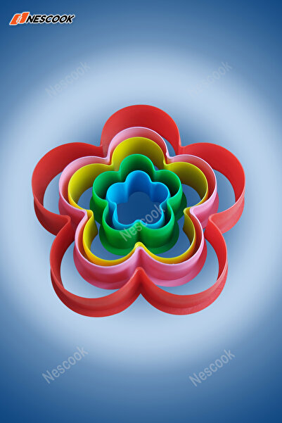 nescook قالب كوكيز على شكل زهرة مكون من 5 قطع / قالب لب السكر / قطاعة المشكل