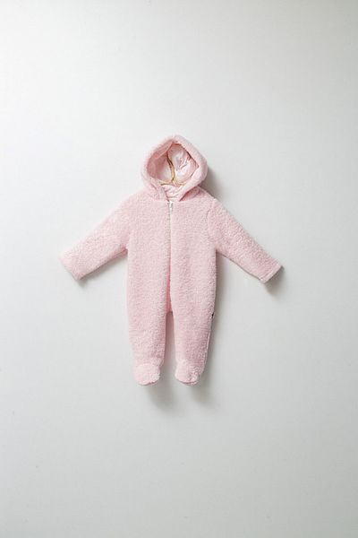 Tongs Baby Tongs Baby winter plush jumpsuit, lined with zipper, light pink
