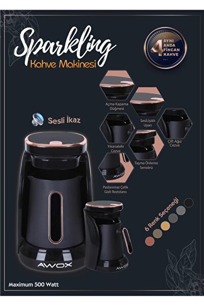 AWOX Sparkling Türk Kahve Makinesi KROM (8 ADET )