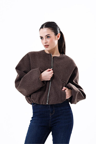 Kiremit Yumuşak Bomber Kaşe Ceket