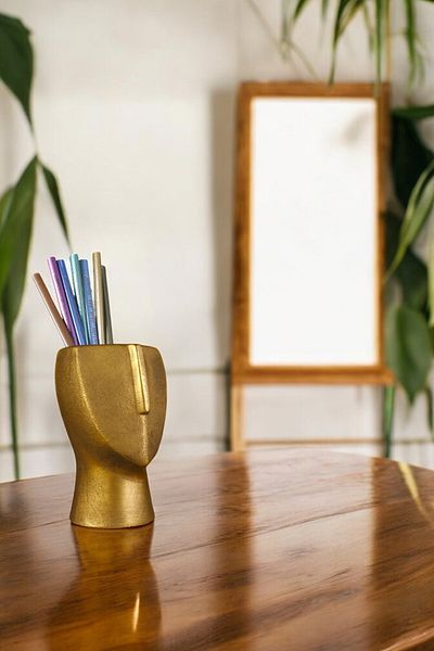 Evene Gold Antique Colored Pen Holder Organizer - Desk Pen Holder Model 23
