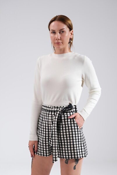 EXPLOSION Beli Kuşaklı Yüksek Bel Şort