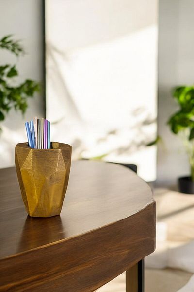 Evene 19 Model Pen Holder and Desk Organizer - Gold Antique Color