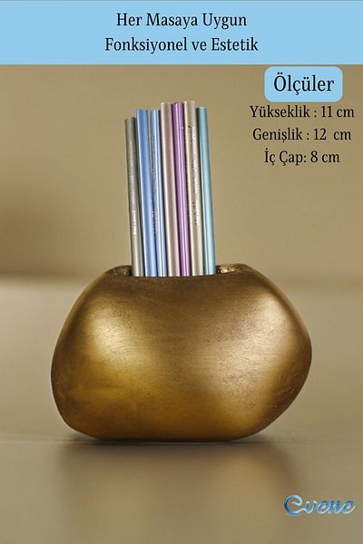 Evene Gold Antique Colored Pen Holder Organizer - Desk Pen Holder Model 22