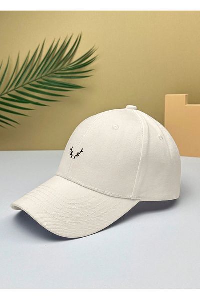 caxis Deer Figured Printed Cream Unisex Classic Model Adjustable Velcro Hat