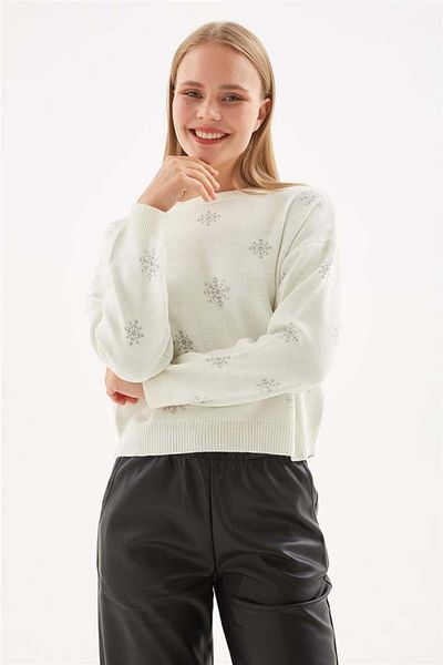 Fashion Friends Ecru Patterned Sweater