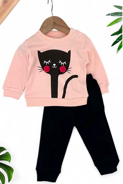 Egelite Baby Girl Seasonal Cat Printed 3-6-9-12 Months Daily Bottom Top Suit