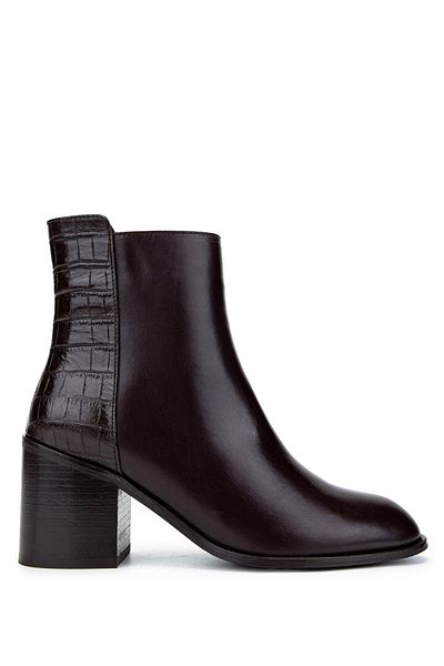 Tamer Tanca Women's Genuine Leather Brown Heeled Boots