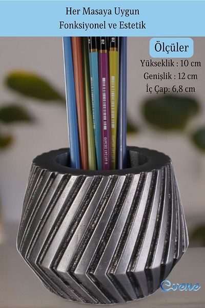 Evene 21 Model Silver Antique Color Pen Holder Organizer - Desk Pen Holder