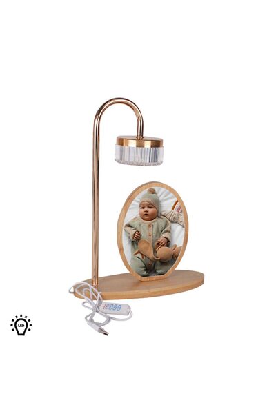 Nobbystar Ahşap Oval Fotoğraflı Masa Lambası