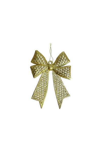 Kokoş Parti Christmas Tree Ornament Gold Glitter Bow 25 Cm