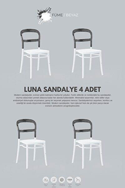 Daim Plastik LUNA  LÜX CAFE &  RESTAURANT  SANDALYESİ 4'li Set