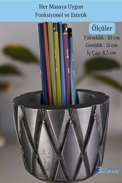 Evene 18 Model Pen Holder Organizer - Silver Antique Colored Desk Pen Holder