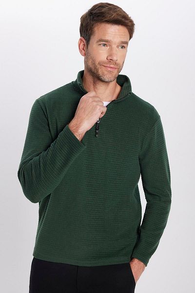 Tudors Φούτερ Unisex Standard Fit, χαλαρή εφαρμογή, χωρίς κρύο κολάρο, φούτερ από φλις χακί