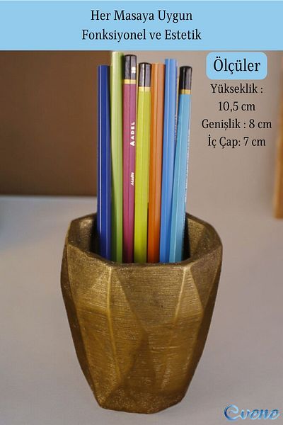 Evene Gold Antique Colored Pen Holder Desk Organizer - Model 2